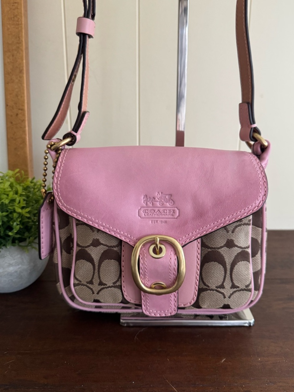 Coach Limited Edition Bleecker Signature Jenny Bag #11593 Pink/Khaki w/Scarf - Picture 2 of 15
